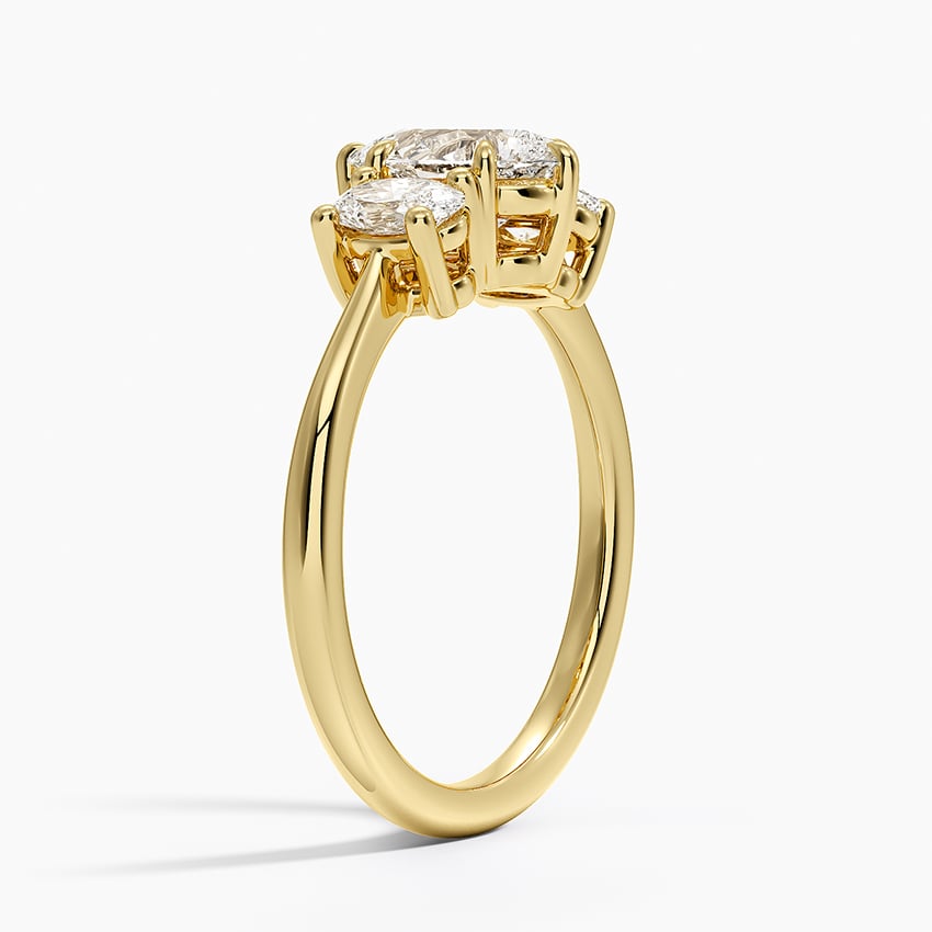 Oval-Cut Three Stone Diamond Ring (1/2 ct. tw.) Yellow Gold 18k Pear Engagement Ring