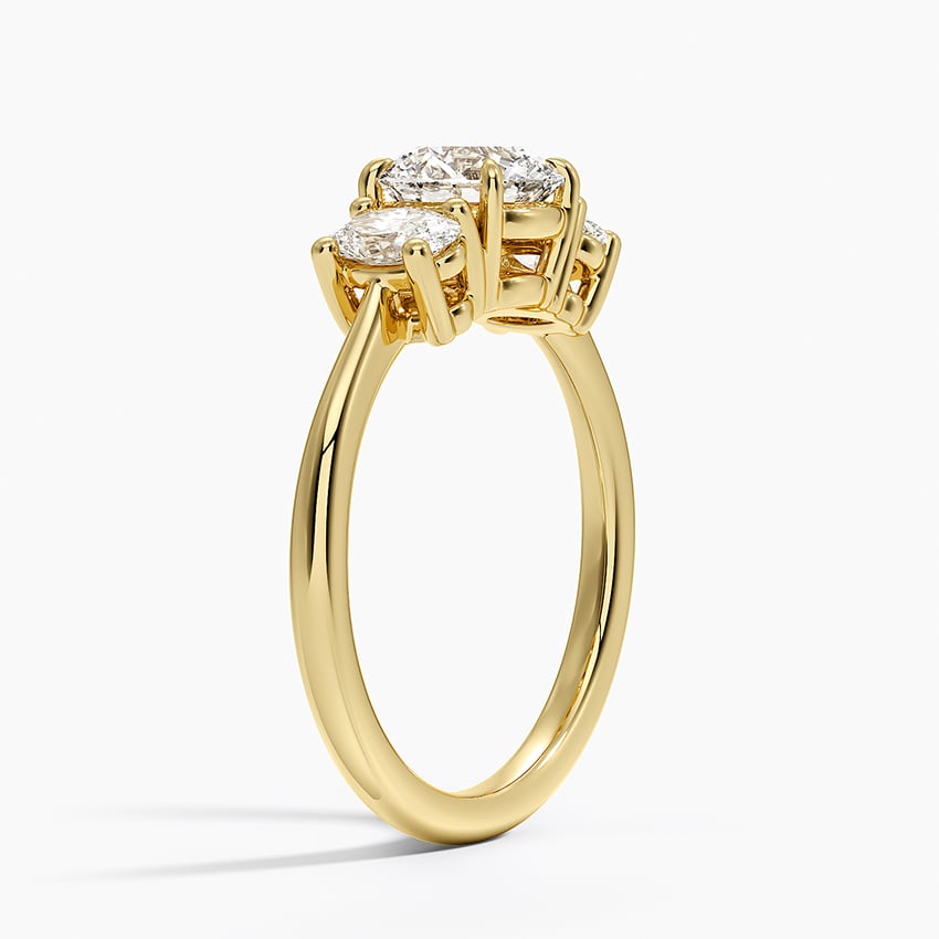 Oval-Cut Three Stone Diamond Ring (1/2 ct. tw.) Yellow Gold 18k Round Engagement Ring