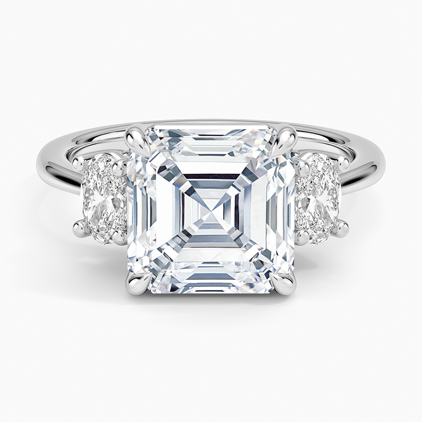 Oval-Cut Three Stone Diamond Ring (1/2 ct. tw.) Platinum Asscher Engagement Ring