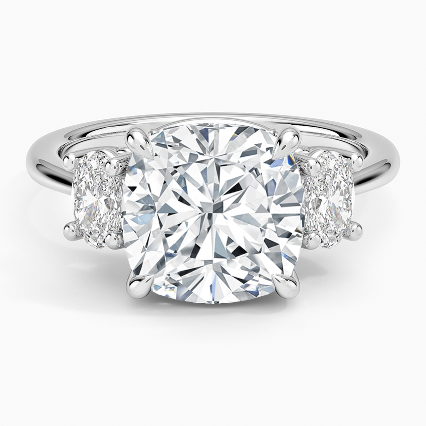 Oval-Cut Three Stone Diamond Ring (1/2 ct. tw.) Platinum Cushion Engagement Ring