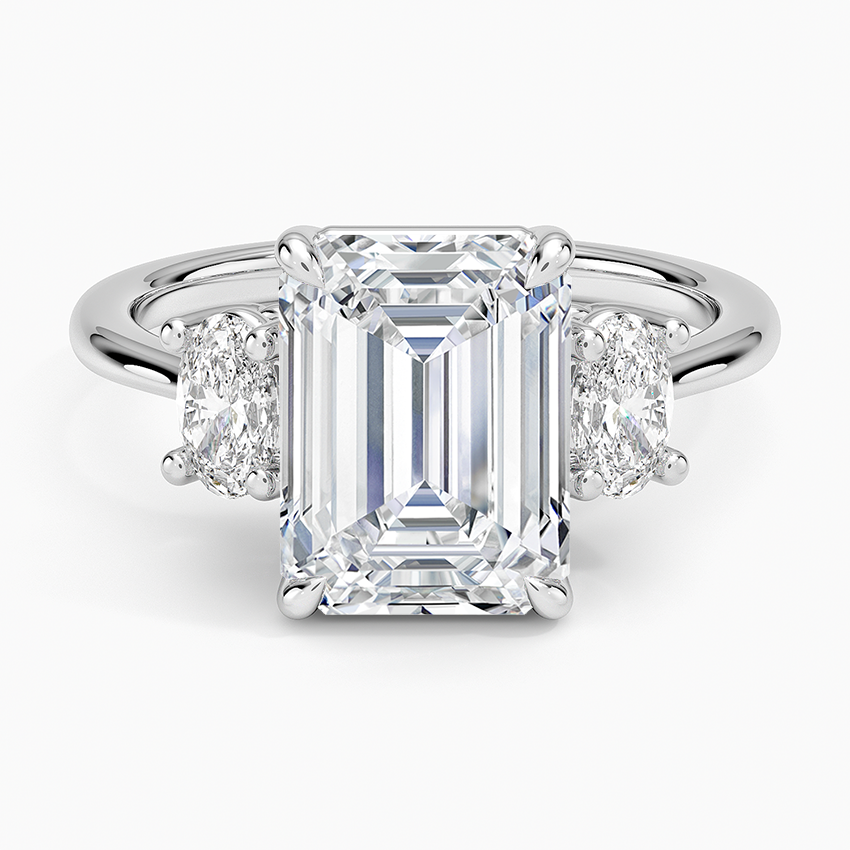 Oval-Cut Three Stone Diamond Ring (1/2 ct. tw.) Platinum Emerald Engagement Ring