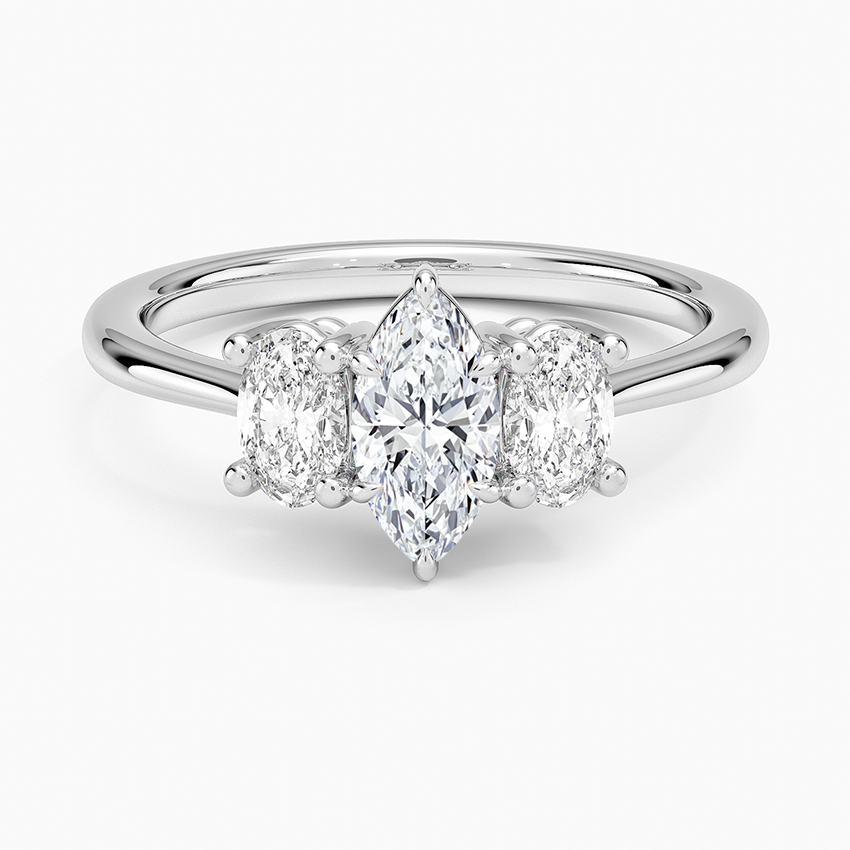 Oval-Cut Three Stone Diamond Ring (1/2 ct. tw.) Platinum Marquise Engagement Ring
