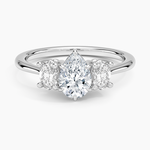 Oval-Cut Three Stone Diamond Ring (1/2 ct. tw.) Platinum Pear Engagement Ring