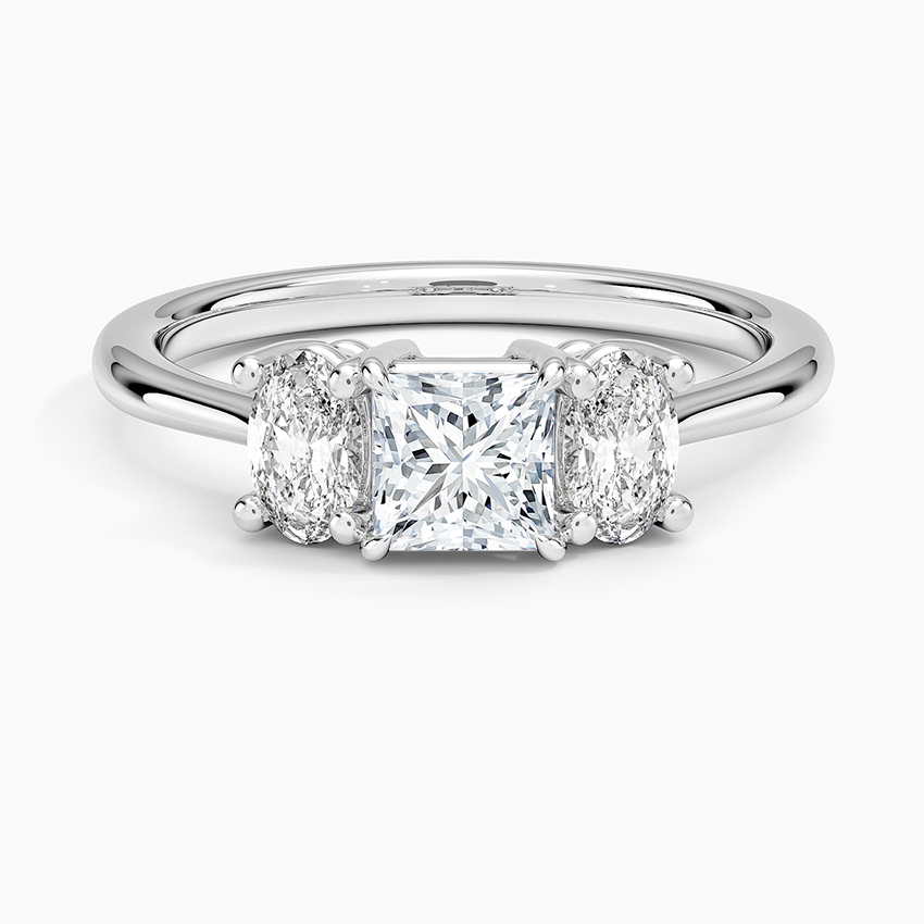 Oval-Cut Three Stone Diamond Ring (1/2 ct. tw.) Platinum Princess Engagement Ring