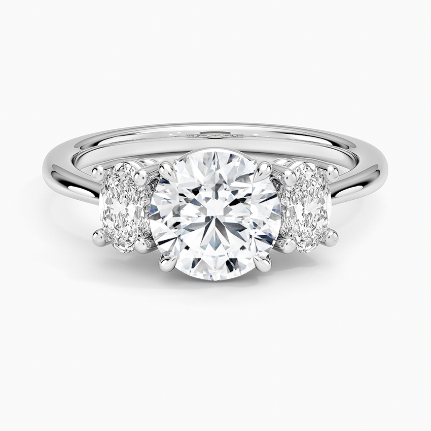 Oval-Cut Three Stone Diamond Ring (1/2 ct. tw.) Platinum Round Engagement Ring