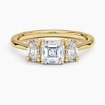 Oval-Cut Three Stone Diamond Ring (1/2 ct. tw.) Yellow Gold 18k Asscher Engagement Ring