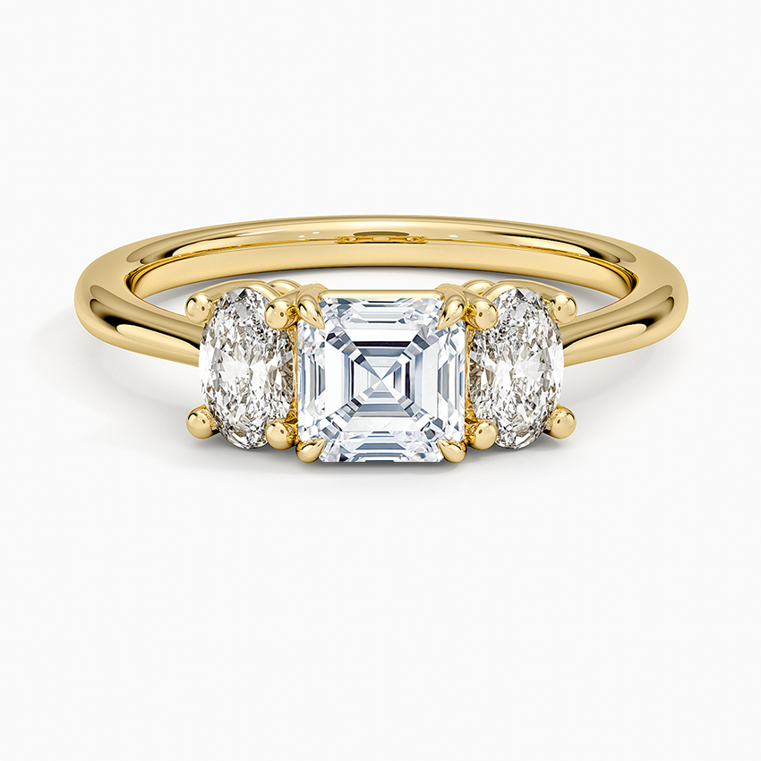 Oval-Cut Three Stone Diamond Ring (1/2 ct. tw.) Yellow Gold 18k Asscher Engagement Ring