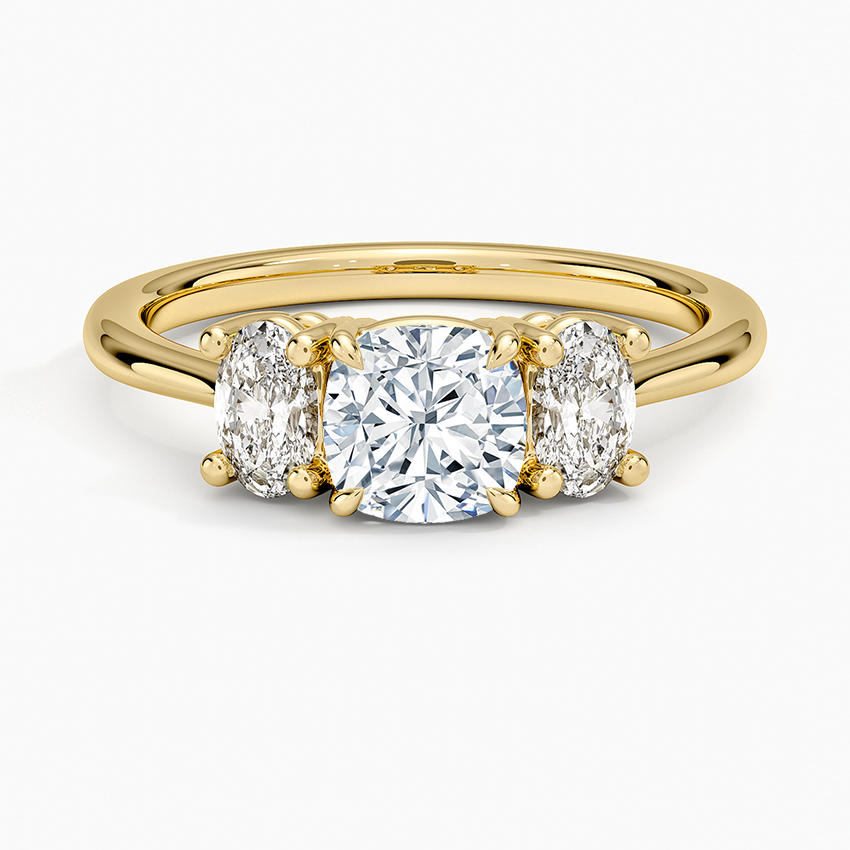 Oval-Cut Three Stone Diamond Ring (1/2 ct. tw.) Yellow Gold 18k Cushion Engagement Ring