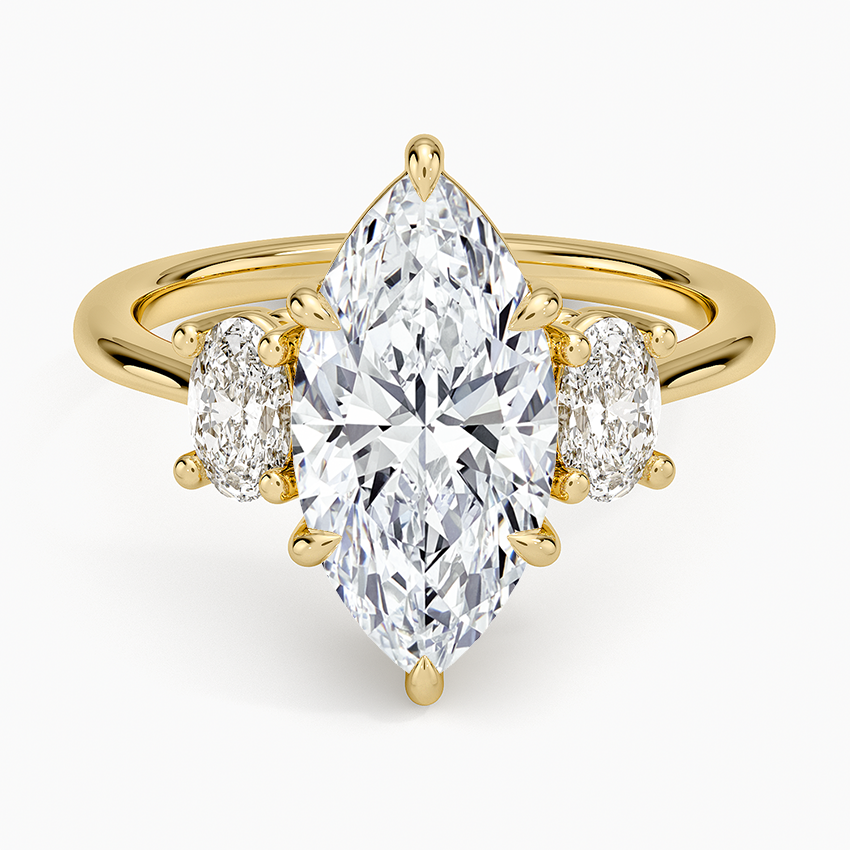 Oval-Cut Three Stone Diamond Ring (1/2 ct. tw.) Yellow Gold 18k Marquise Engagement Ring