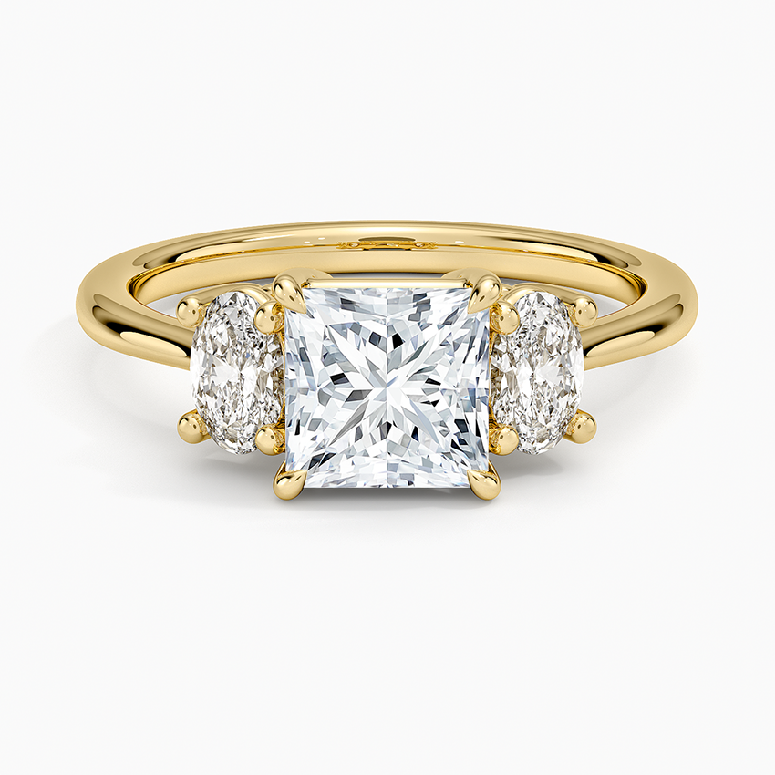 Oval-Cut Three Stone Diamond Ring (1/2 ct. tw.) Yellow Gold 18k Princess Engagement Ring