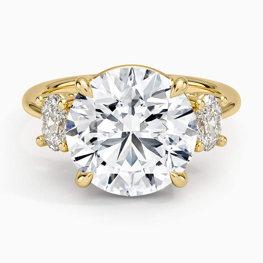 Oval-Cut Three Stone Diamond Ring (1/2 ct. tw.) Yellow Gold 18k Round Engagement Ring