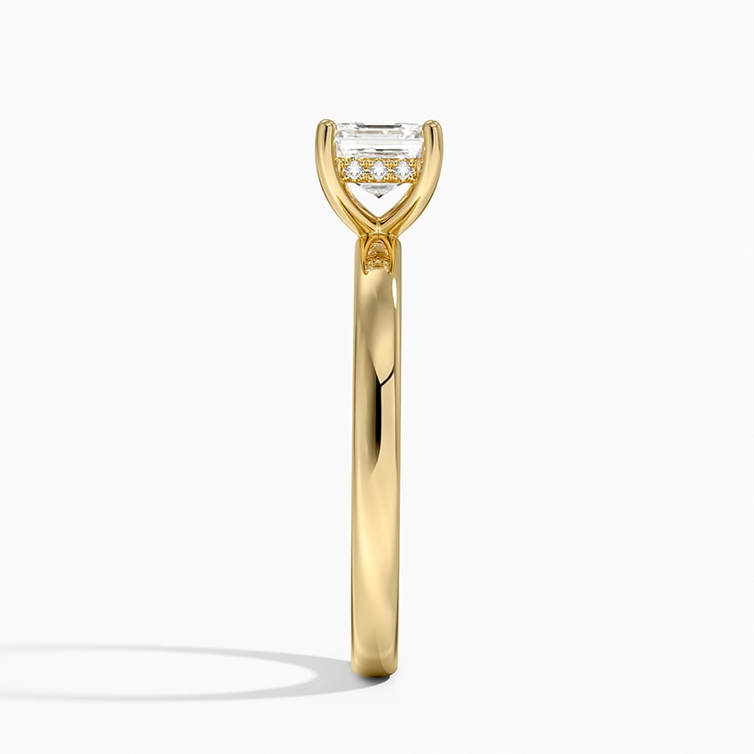 Sydney Perfect Fit Hidden Halo 2mm Diamond Ring Yellow Gold 18k Asscher Engagement Ring