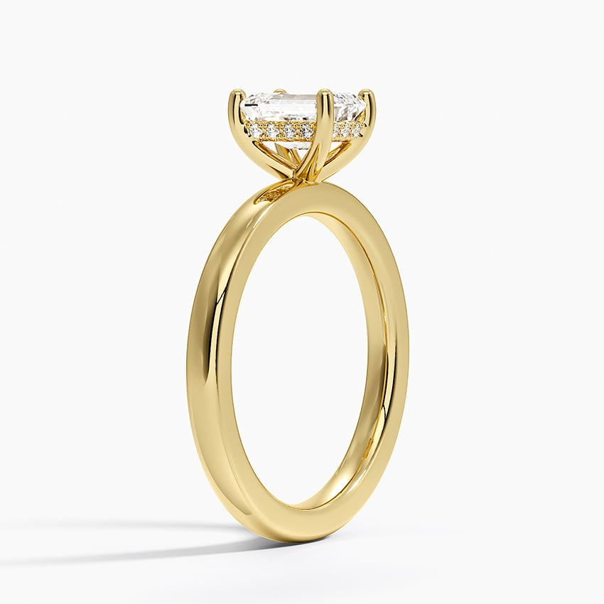 Sydney Perfect Fit Hidden Halo 2mm Diamond Ring Yellow Gold 18k Emerald Engagement Ring