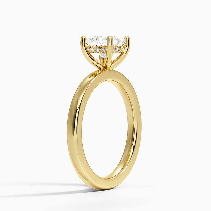 Sydney Perfect Fit Hidden Halo 2mm Diamond Ring Yellow Gold 18k Princess Engagement Ring