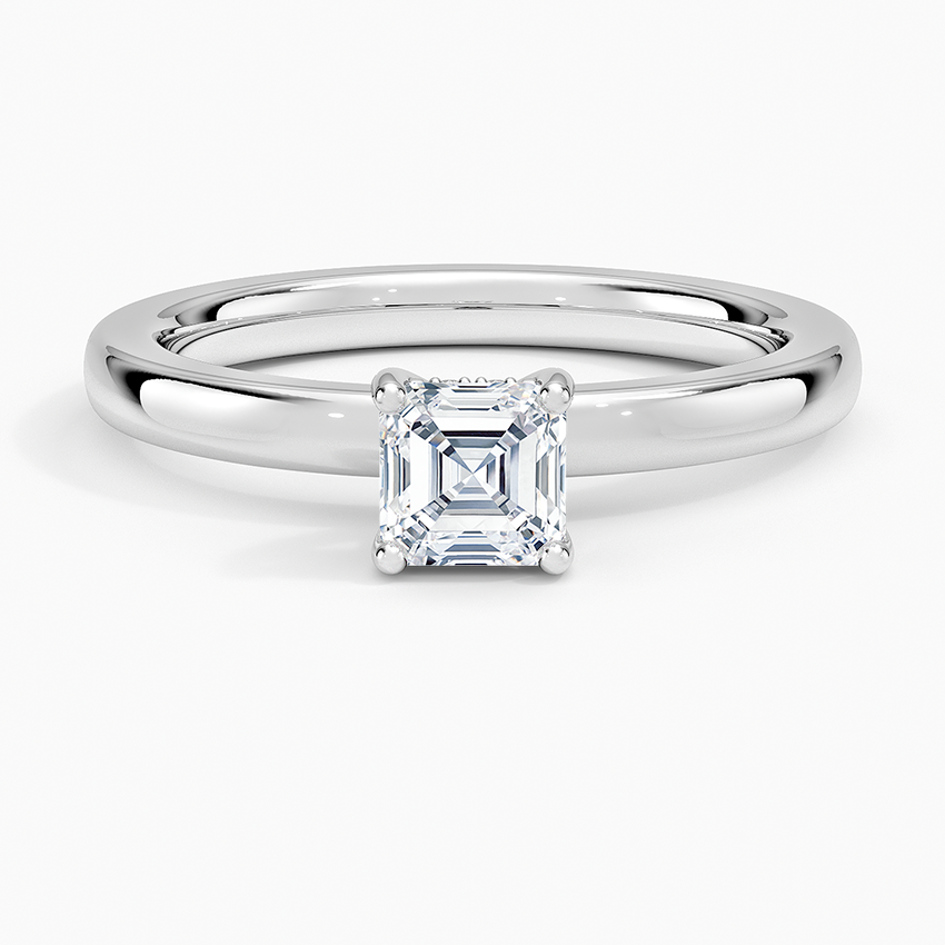 Sydney Perfect Fit Hidden Halo 2mm Diamond Ring Platinum Asscher Engagement Ring