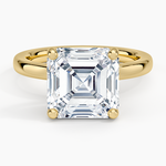 Sydney Perfect Fit Hidden Halo 2mm Diamond Ring Yellow Gold 18k Asscher Engagement Ring