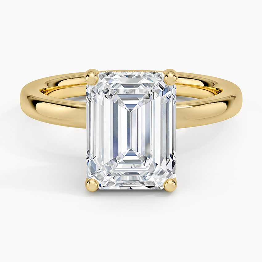 Sydney Perfect Fit Hidden Halo 2mm Diamond Ring Yellow Gold 18k Emerald Engagement Ring