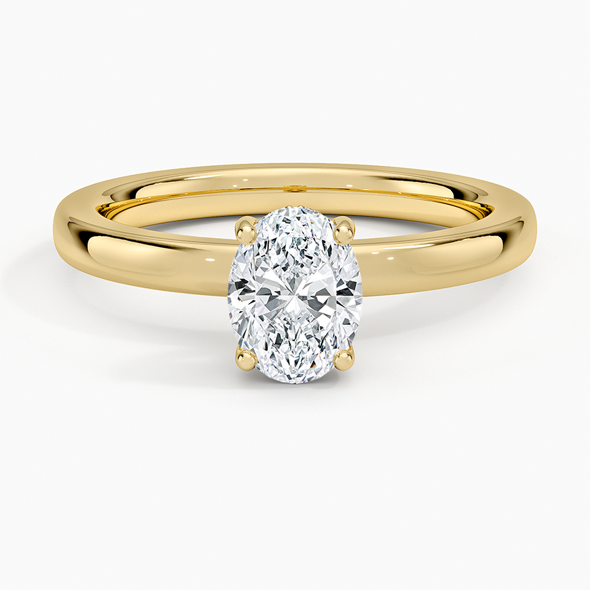 Sydney Perfect Fit Hidden Halo 2mm Diamond Ring Yellow Gold 18k Oval Engagement Ring