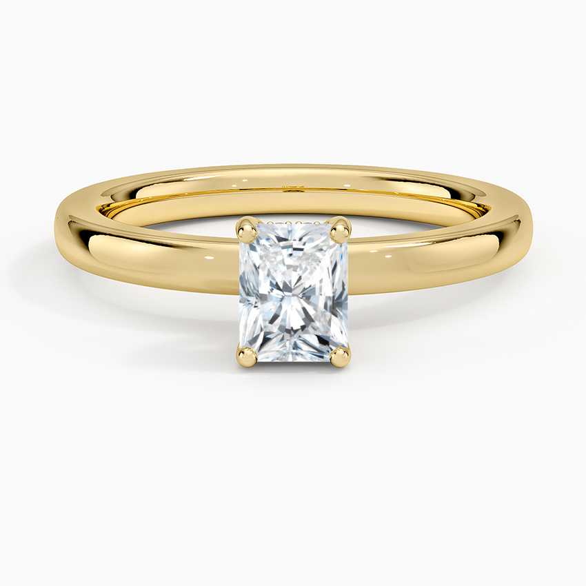 Sydney Perfect Fit Hidden Halo 2mm Diamond Ring Yellow Gold 18k Radiant Engagement Ring