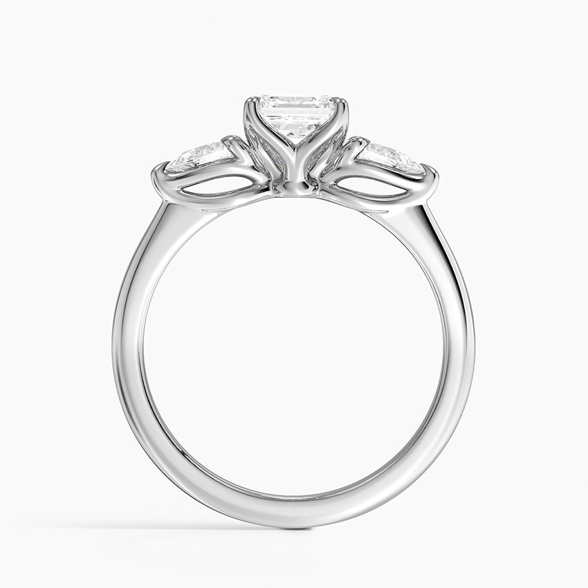 Fleur Three Stone Diamond Ring Platinum Asscher Engagement Ring