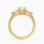 Fleur Three Stone Diamond Ring Yellow Gold 18k Asscher Engagement Ring