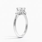 Fleur Three Stone Diamond Ring Platinum Cushion Engagement Ring