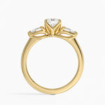 Fleur Three Stone Diamond Ring Yellow Gold 18k Cushion Engagement Ring