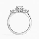 Fleur Three Stone Diamond Ring Platinum Emerald Engagement Ring
