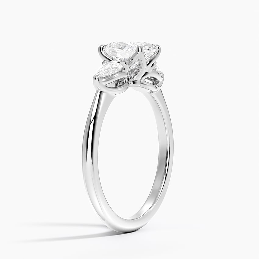 Fleur Three Stone Diamond Ring Platinum Oval Engagement Ring