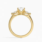 Fleur Three Stone Diamond Ring Yellow Gold 18k Princess Engagement Ring
