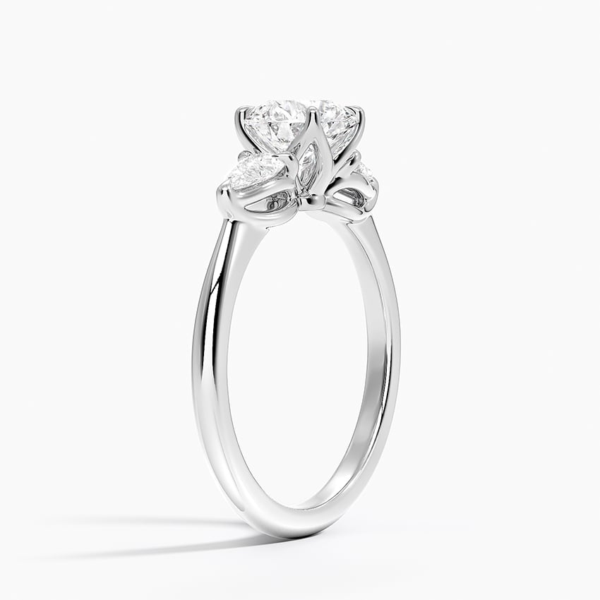 Fleur Three Stone Diamond Ring Platinum Round Engagement Ring