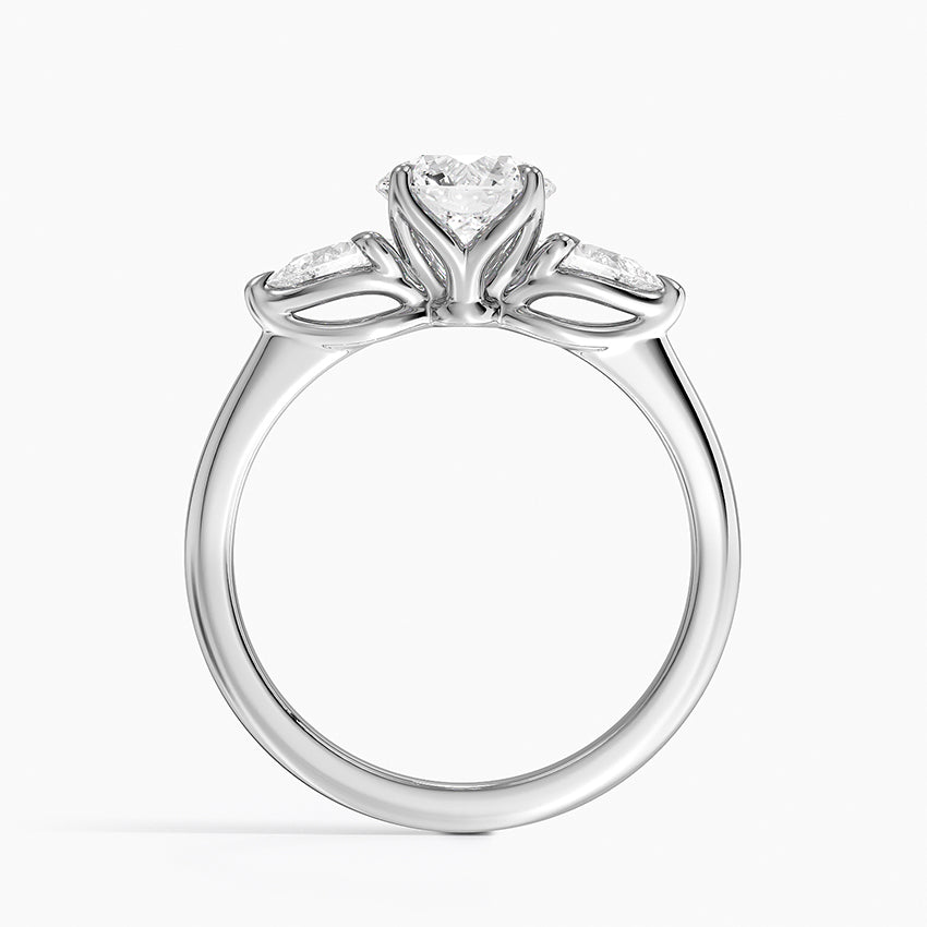 Fleur Three Stone Diamond Ring Platinum Round Engagement Ring