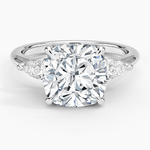 Fleur Three Stone Diamond Ring Platinum Cushion Engagement Ring