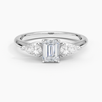 Fleur Three Stone Diamond Ring Platinum Emerald Engagement Ring