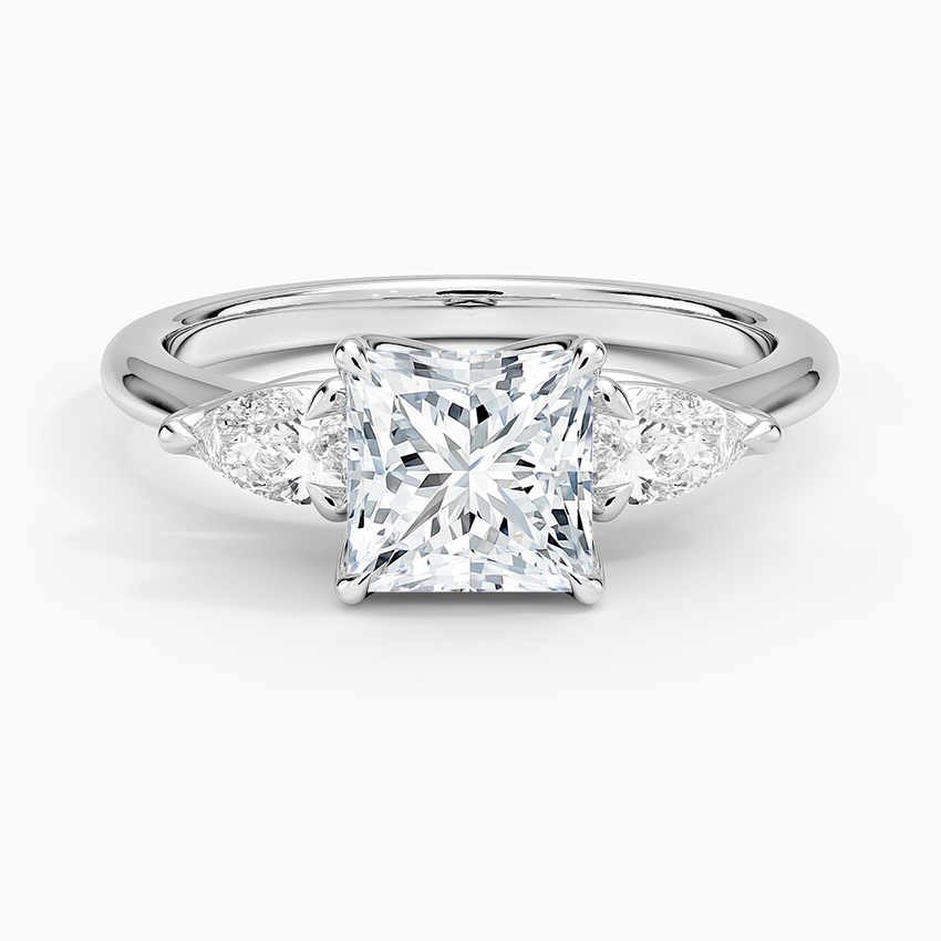 Fleur Three Stone Diamond Ring Platinum Princess Engagement Ring