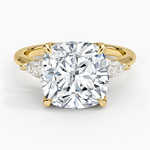 Fleur Three Stone Diamond Ring Yellow Gold 18k Cushion Engagement Ring