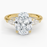 Fleur Three Stone Diamond Ring Yellow Gold 18k Oval Engagement Ring