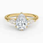 Fleur Three Stone Diamond Ring Yellow Gold 18k Pear Engagement Ring