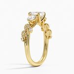 Canopy Three Stone Diamond Ring Yellow Gold 18k Asscher Engagement Ring