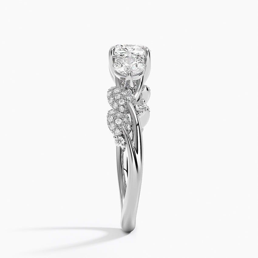 Canopy Three Stone Diamond Ring Platinum Cushion Engagement Ring