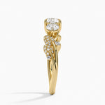 Canopy Three Stone Diamond Ring Yellow Gold 18k Cushion Engagement Ring