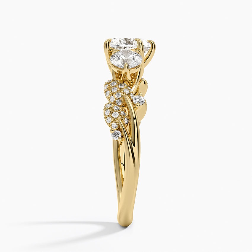 Canopy Three Stone Diamond Ring Yellow Gold 18k Heart Engagement Ring