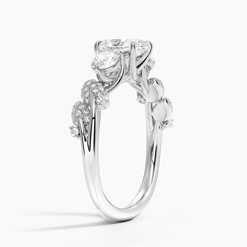 Canopy Three Stone Diamond Ring Platinum Oval Engagement Ring