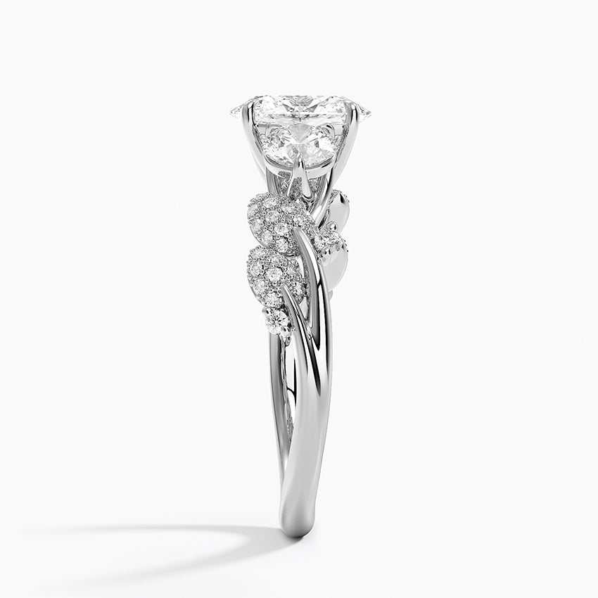 Canopy Three Stone Diamond Ring Platinum Oval Engagement Ring