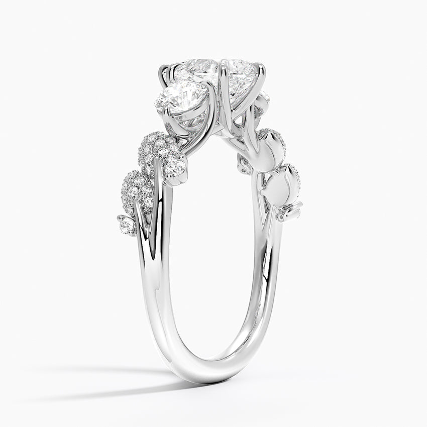 Canopy Three Stone Diamond Ring Platinum Pear Engagement Ring