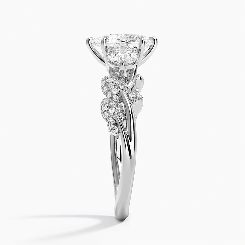 Canopy Three Stone Diamond Ring Platinum Pear Engagement Ring