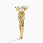 Canopy Three Stone Diamond Ring Yellow Gold 18k Pear Engagement Ring