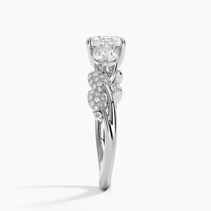 Canopy Three Stone Diamond Ring Platinum Princess Engagement Ring