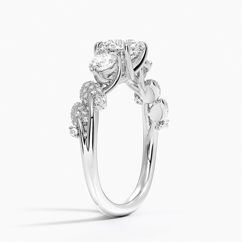 Canopy Three Stone Diamond Ring Platinum Round Engagement Ring