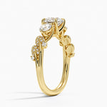 Canopy Three Stone Diamond Ring Yellow Gold 18k Round Engagement Ring